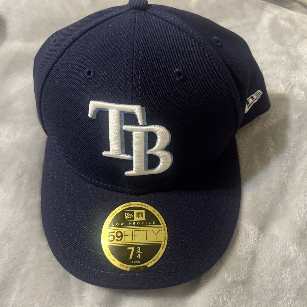 7 3/4 New Era 5950 Hat Tampa Bay Rays Low Profile Navy Blue Fitted Cap